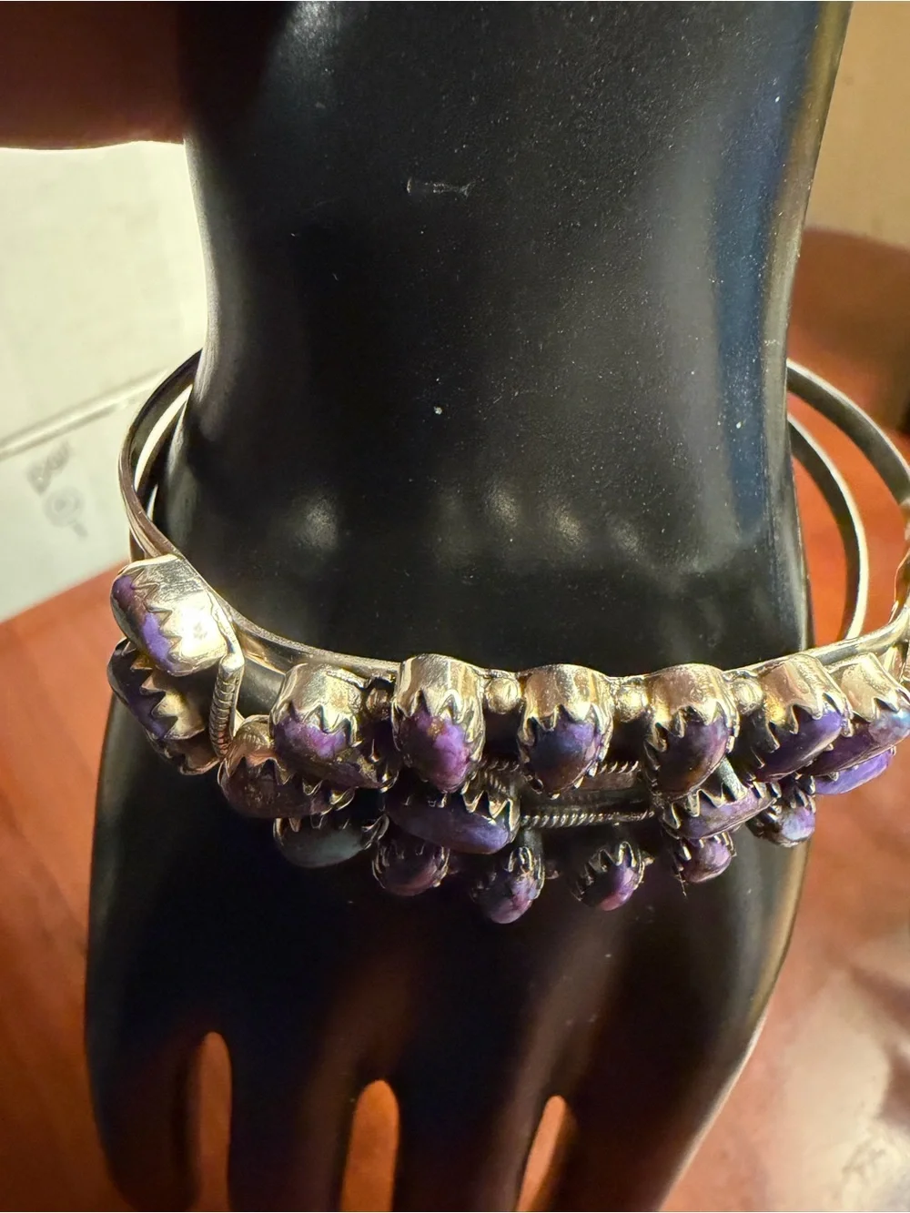 925 Sterling Purple Mohave Southwestern Cluster  Cuff Bracelet 7” - 27.3 g